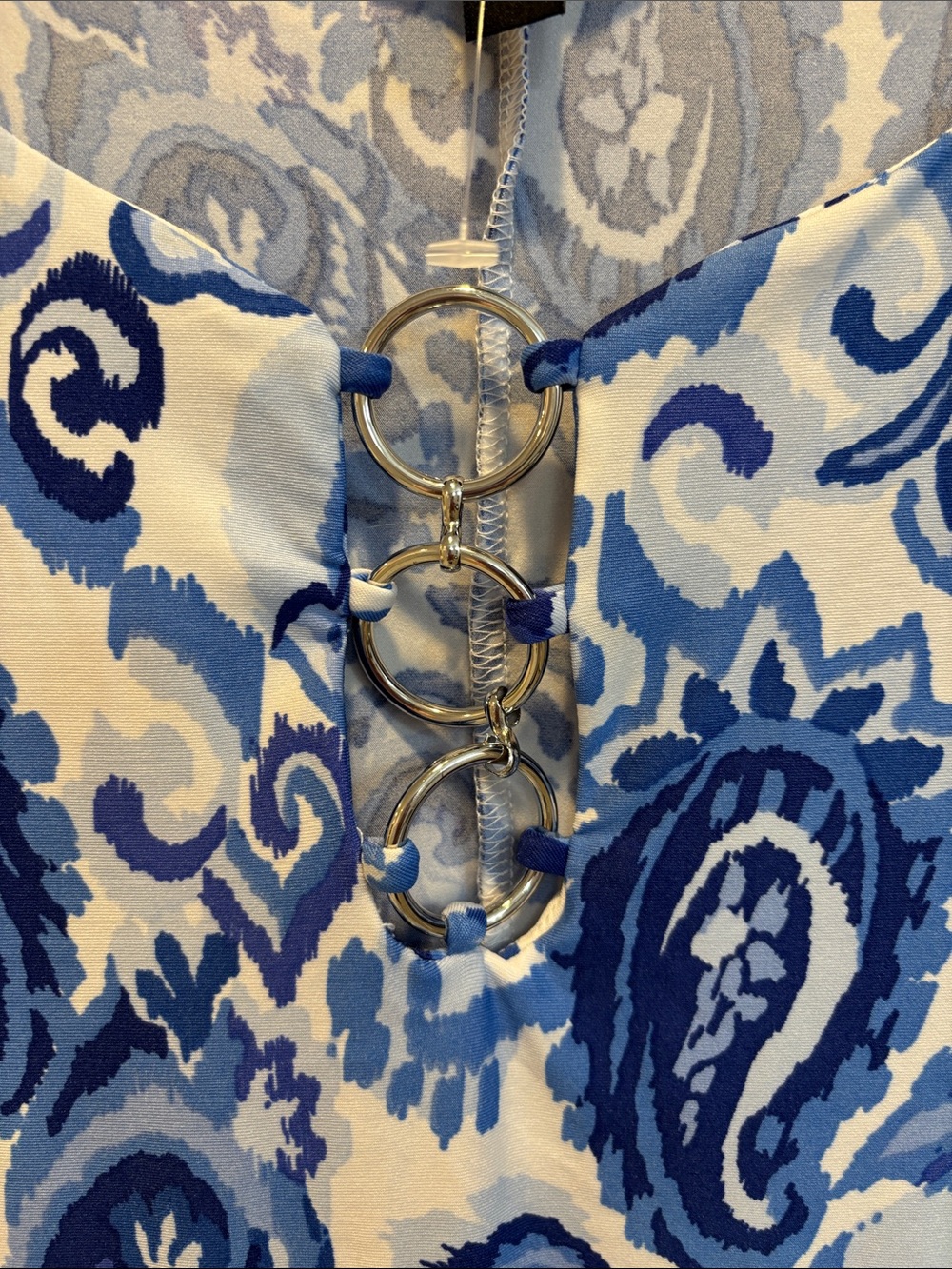 NWT MSK White and Blue Paisley Sleeveless Tunic Dress - Picture 2 of 7
